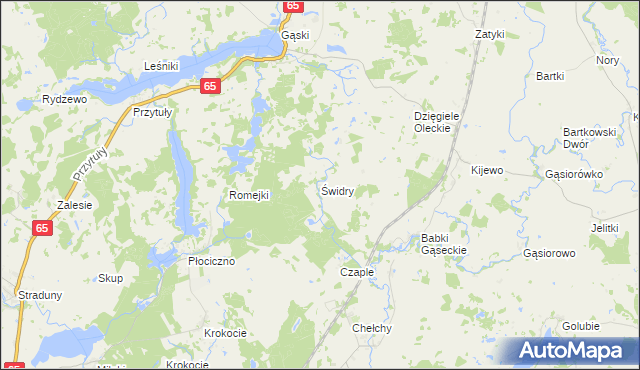 mapa Świdry gmina Olecko, Świdry gmina Olecko na mapie Targeo