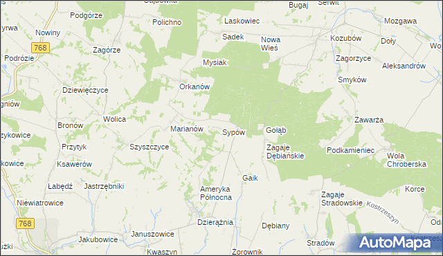 mapa Sypów, Sypów na mapie Targeo