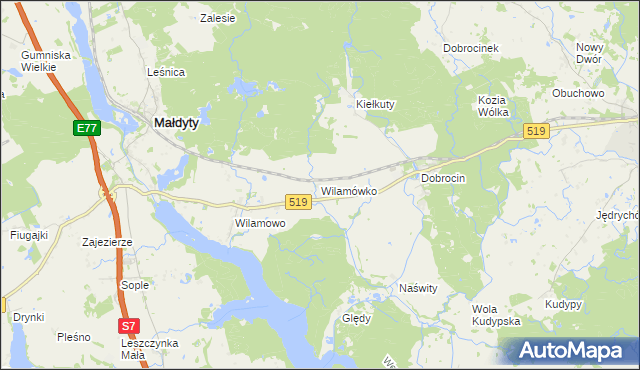 mapa Wilamówko, Wilamówko na mapie Targeo