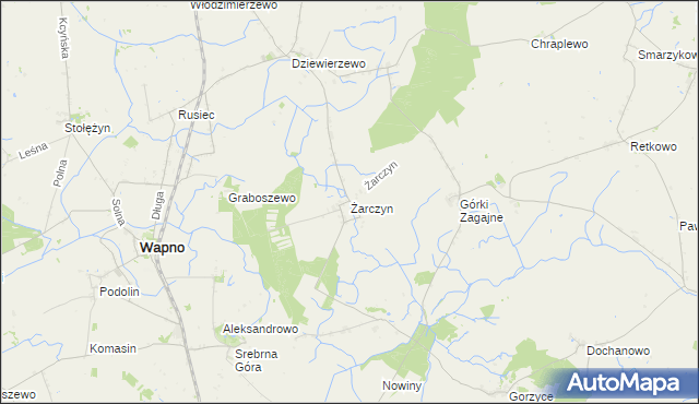 mapa Żarczyn gmina Kcynia, Żarczyn gmina Kcynia na mapie Targeo