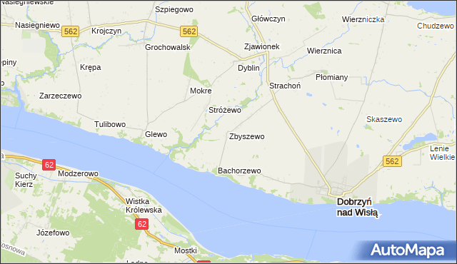 mapa Zbyszewo gmina Dobrzyń nad Wisłą, Zbyszewo gmina Dobrzyń nad Wisłą na mapie Targeo