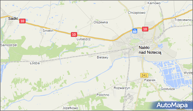 mapa Bielawy gmina Nakło nad Notecią, Bielawy gmina Nakło nad Notecią na mapie Targeo