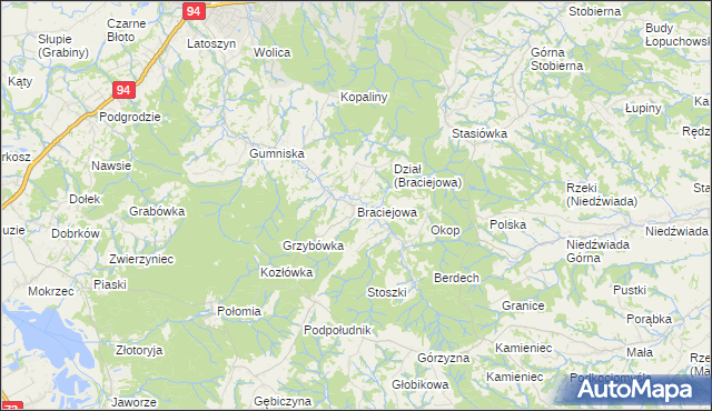 mapa Braciejowa, Braciejowa na mapie Targeo