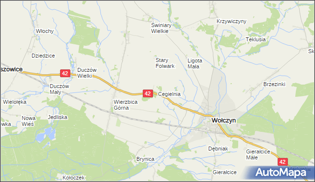 mapa Cegielnia gmina Wołczyn, Cegielnia gmina Wołczyn na mapie Targeo