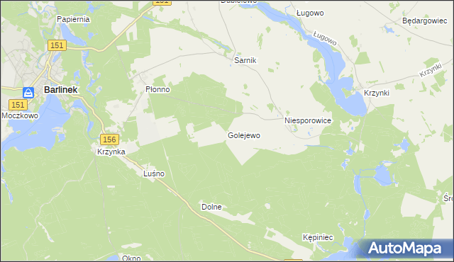 mapa Golejewo gmina Pełczyce, Golejewo gmina Pełczyce na mapie Targeo