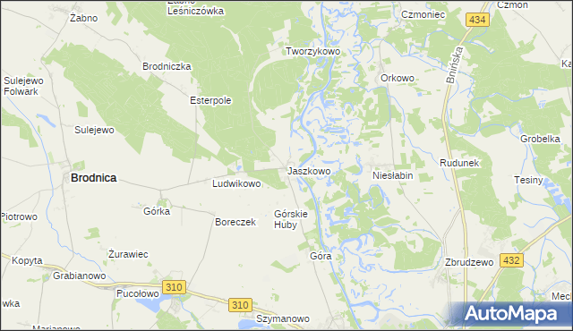 mapa Jaszkowo gmina Brodnica, Jaszkowo gmina Brodnica na mapie Targeo