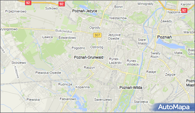 mapa Łazarz gmina Poznań, Łazarz gmina Poznań na mapie Targeo