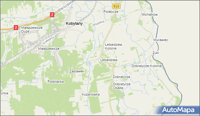 mapa Lebiedziew, Lebiedziew na mapie Targeo
