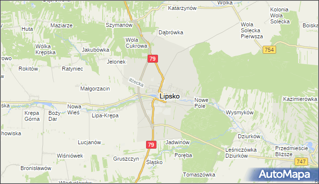 mapa Lipsko, Lipsko na mapie Targeo