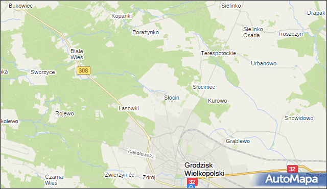 mapa Słocin, Słocin na mapie Targeo