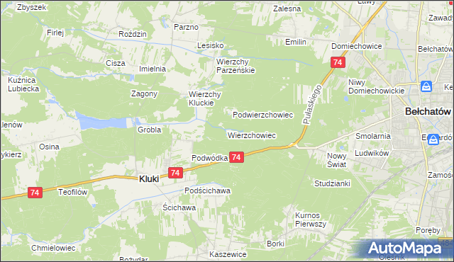 mapa Wierzchowiec, Wierzchowiec na mapie Targeo