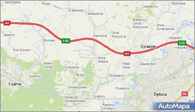 mapa Wola Wielka gmina Żyraków, Wola Wielka gmina Żyraków na mapie Targeo