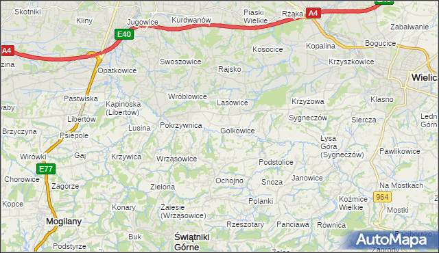 mapa Golkowice, Golkowice na mapie Targeo