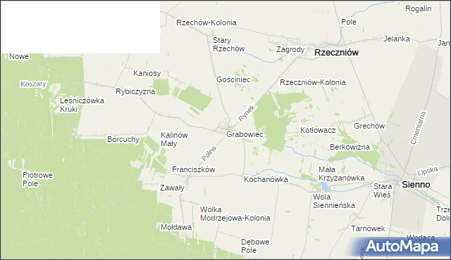 mapa Grabowiec gmina Rzeczniów, Grabowiec gmina Rzeczniów na mapie Targeo