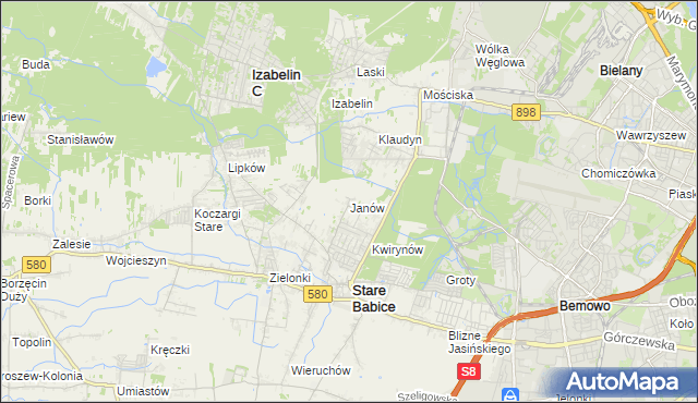 mapa Janów gmina Stare Babice, Janów gmina Stare Babice na mapie Targeo