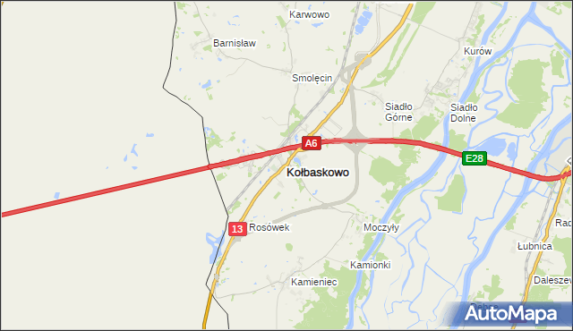 mapa Kołbaskowo, Kołbaskowo na mapie Targeo