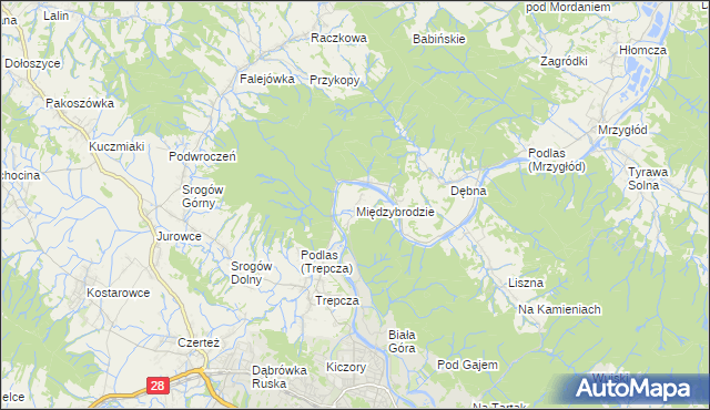 mapa Międzybrodzie, Międzybrodzie na mapie Targeo