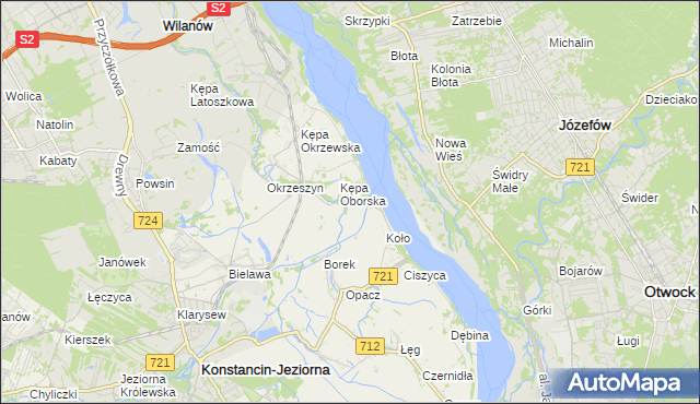 mapa Obórki gmina Konstancin-Jeziorna, Obórki gmina Konstancin-Jeziorna na mapie Targeo