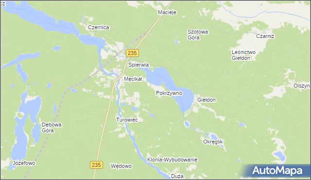 mapa Pokrzywno gmina Brusy, Pokrzywno gmina Brusy na mapie Targeo