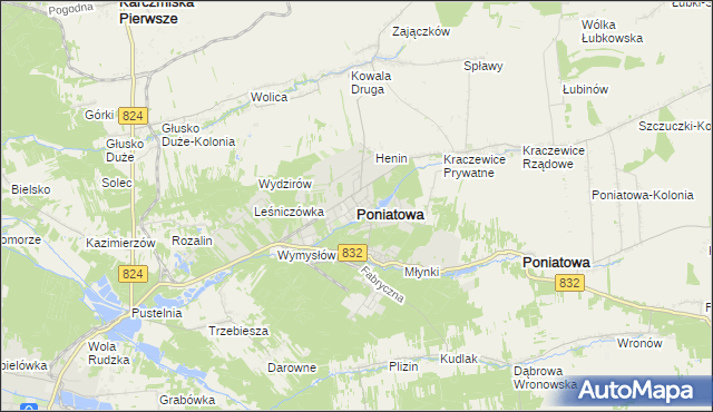 mapa Poniatowa powiat opolski, Poniatowa powiat opolski na mapie Targeo