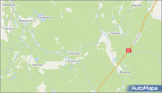 mapa Popielewo gmina Trzebielino, Popielewo gmina Trzebielino na mapie Targeo
