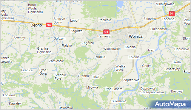 mapa Rudka gmina Wojnicz, Rudka gmina Wojnicz na mapie Targeo