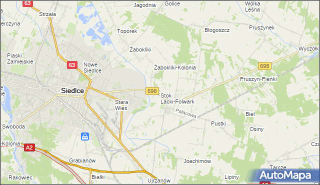 mapa Stok Lacki-Folwark, Stok Lacki-Folwark na mapie Targeo