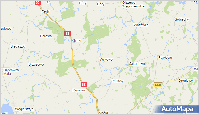 mapa Wilkowo gmina Węgorzewo, Wilkowo gmina Węgorzewo na mapie Targeo