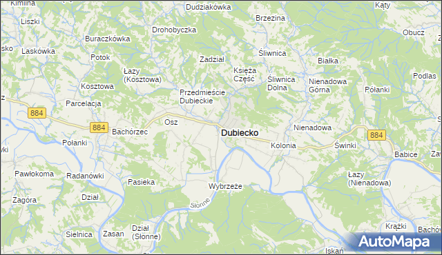 mapa Dubiecko, Dubiecko na mapie Targeo