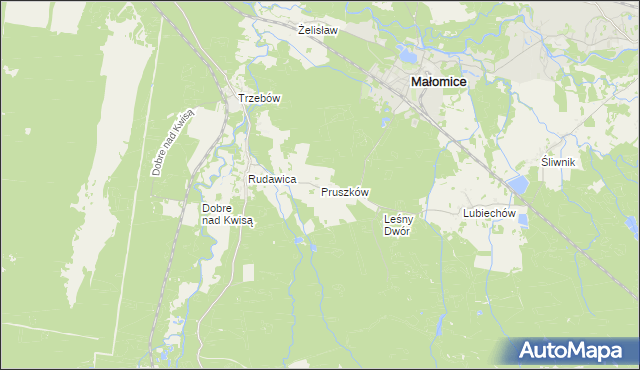 mapa Pruszków gmina Żagań, Pruszków gmina Żagań na mapie Targeo