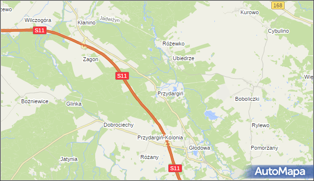 mapa Przydargiń, Przydargiń na mapie Targeo