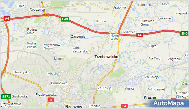 mapa Trzebownisko, Trzebownisko na mapie Targeo