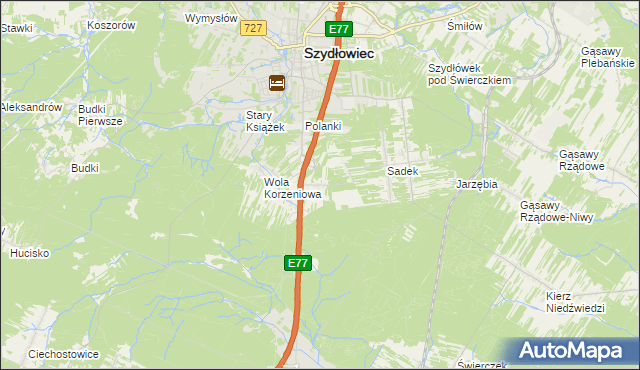 mapa Barak gmina Szydłowiec, Barak gmina Szydłowiec na mapie Targeo