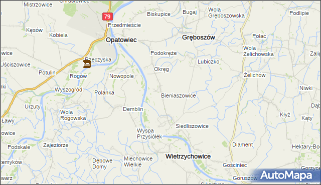 mapa Bieniaszowice, Bieniaszowice na mapie Targeo