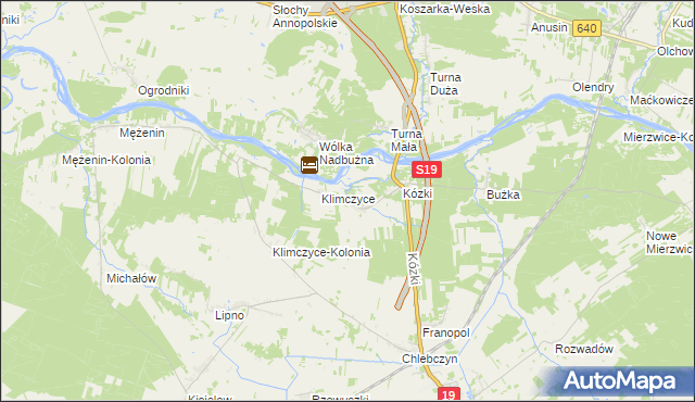 mapa Binduga gmina Sarnaki, Binduga gmina Sarnaki na mapie Targeo