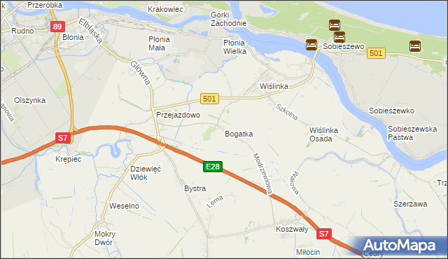 mapa Bogatka, Bogatka na mapie Targeo