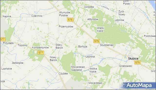 mapa Bończa gmina Słubice, Bończa gmina Słubice na mapie Targeo