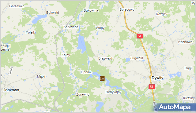 mapa Brąswałd, Brąswałd na mapie Targeo