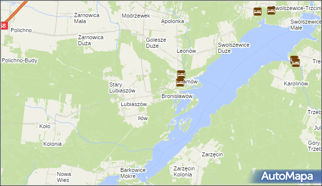 mapa Bronisławów gmina Wolbórz, Bronisławów gmina Wolbórz na mapie Targeo