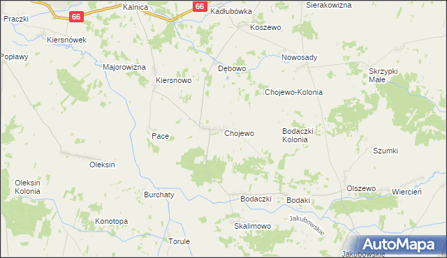 mapa Chojewo, Chojewo na mapie Targeo