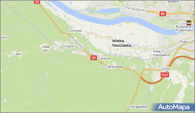 mapa Cierpice gmina Wielka Nieszawka, Cierpice gmina Wielka Nieszawka na mapie Targeo