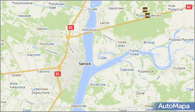 mapa Cupel gmina Serock, Cupel gmina Serock na mapie Targeo