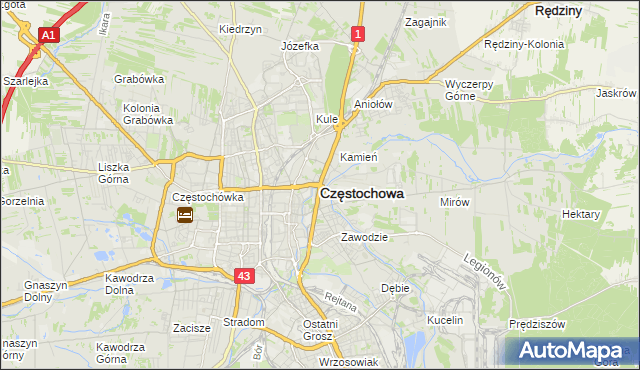 mapa Częstochowy, Częstochowa na mapie Targeo