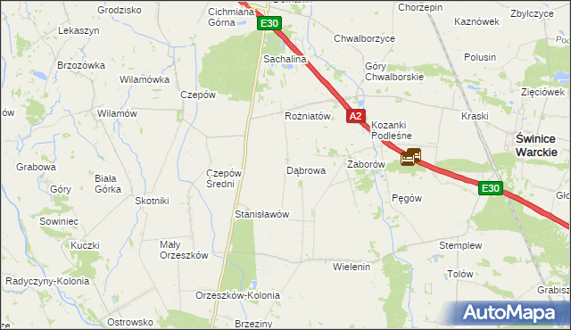 mapa Dąbrowa gmina Uniejów, Dąbrowa gmina Uniejów na mapie Targeo