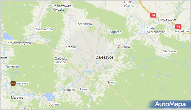 mapa Daleszyce, Daleszyce na mapie Targeo