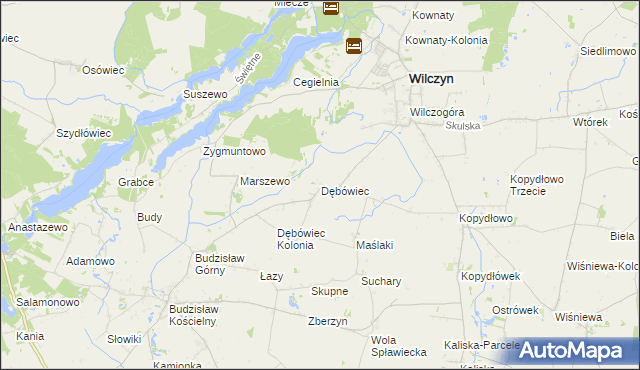 mapa Dębówiec gmina Wilczyn, Dębówiec gmina Wilczyn na mapie Targeo
