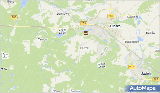 mapa Dłużek gmina Lubsko, Dłużek gmina Lubsko na mapie Targeo