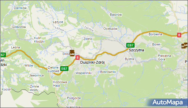 mapa Dolina gmina Szczytna, Dolina gmina Szczytna na mapie Targeo