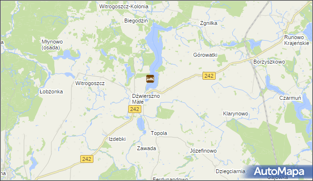 mapa Dźwierszno Wielkie, Dźwierszno Wielkie na mapie Targeo