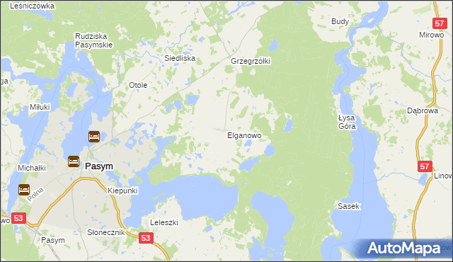 mapa Elganowo, Elganowo na mapie Targeo